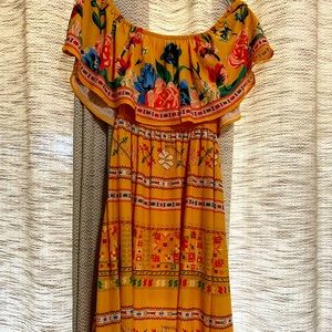 Off-shoulder floral maxi
